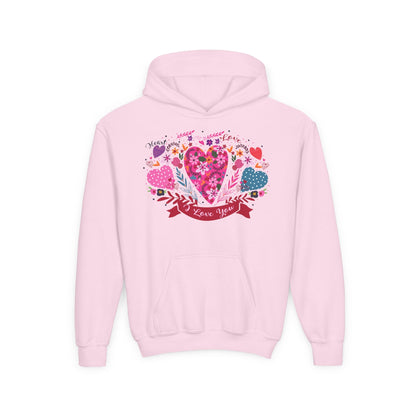 Youth Heavy Blend Hooded Sweatshirt - I love you Printify
