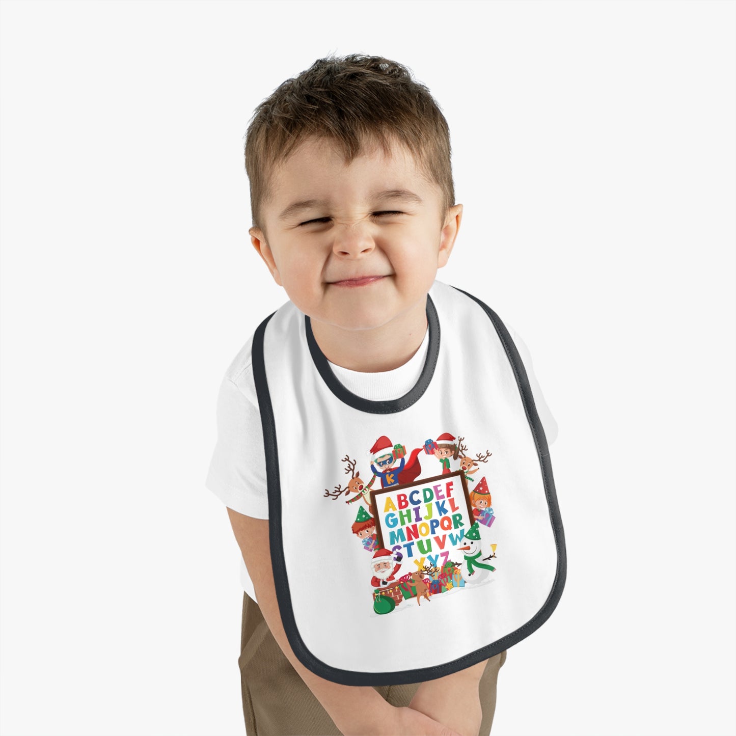Baby Bib - Christmas alphabet with super kiddo