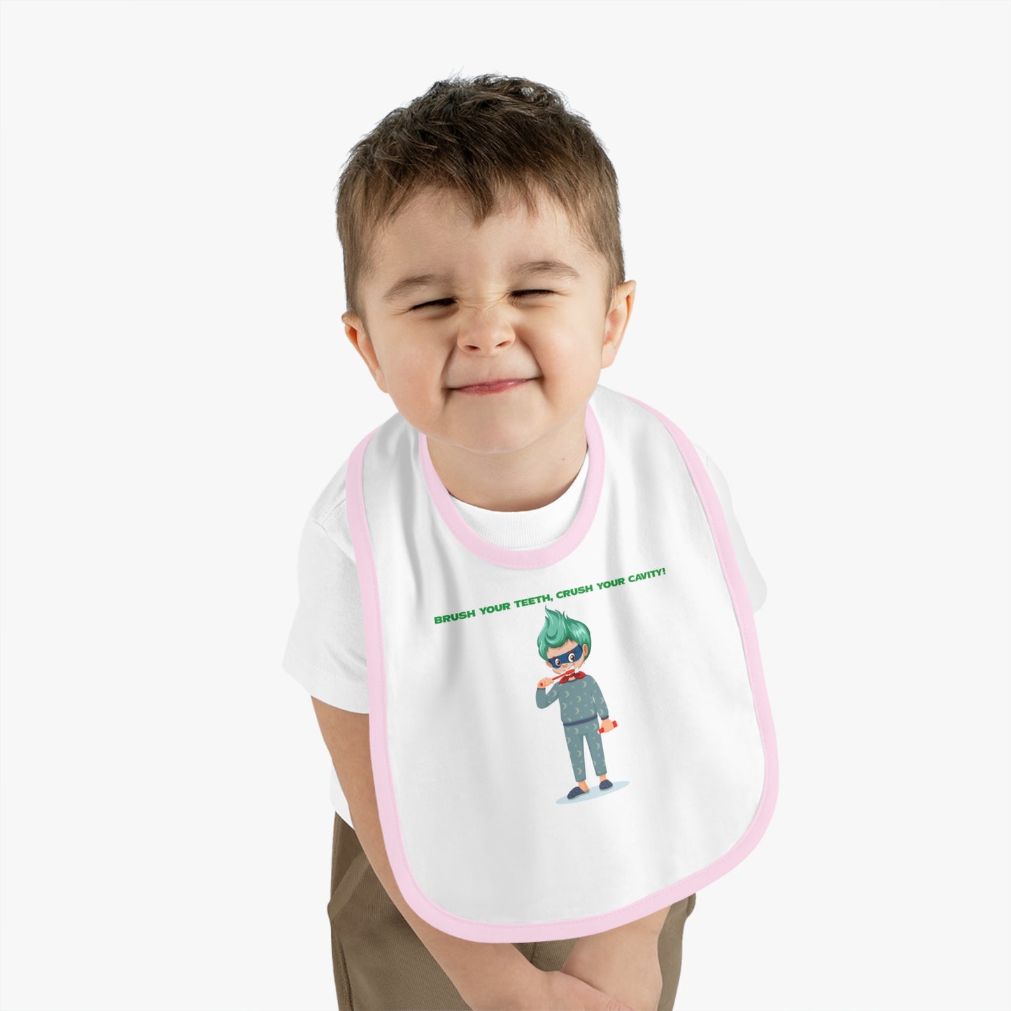 Baby Bib - Super kiddo brushing teeth