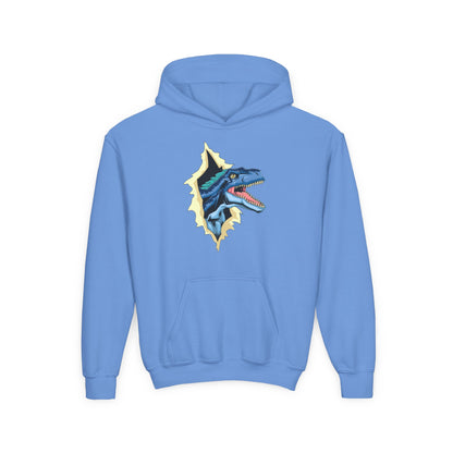 Youth Heavy Blend Hooded Sweatshirt -  Utah raptor dinosaur Printify