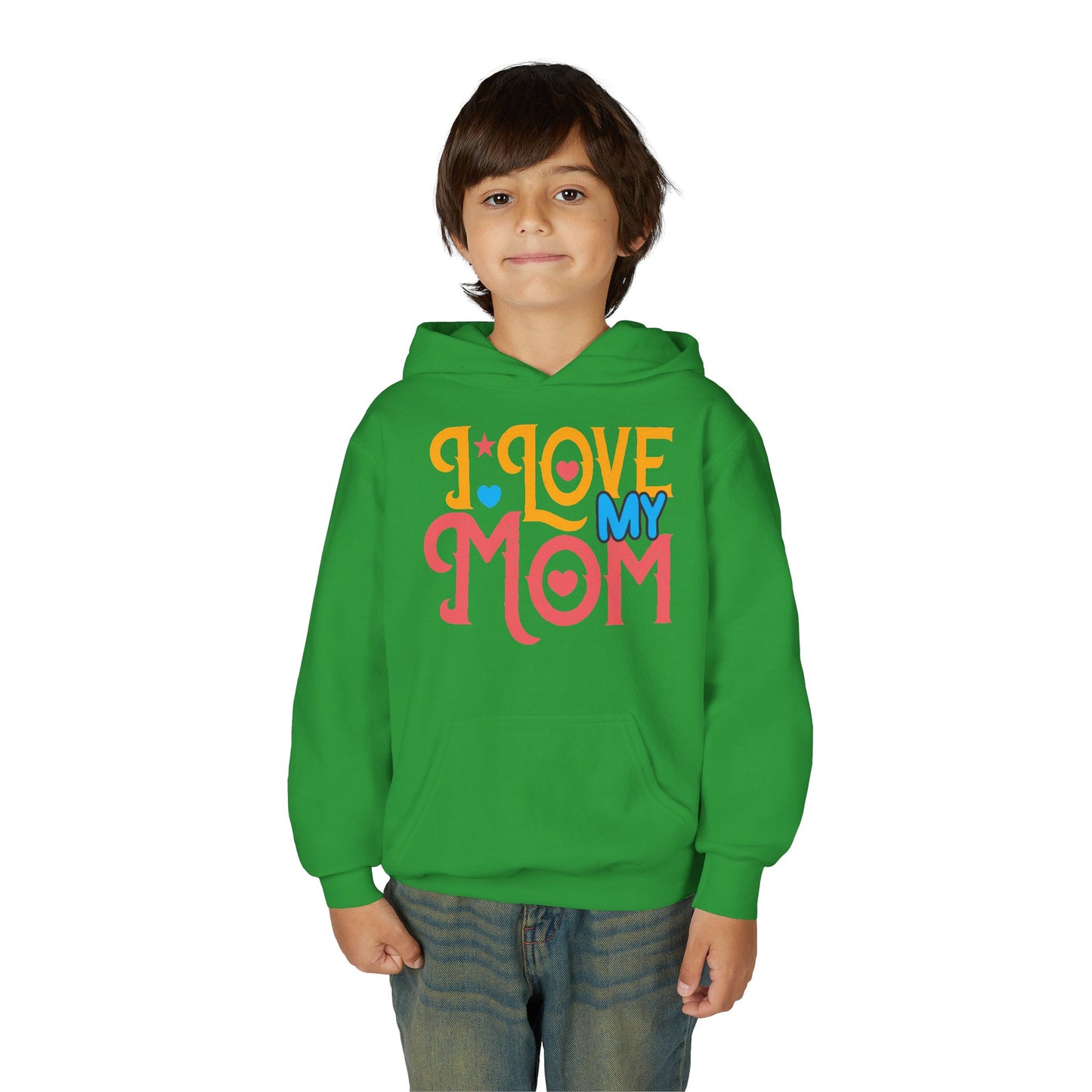 Youth Heavy Blend Hooded Sweatshirt -  I love my Mommy