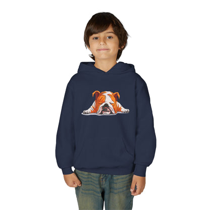 Youth Heavy Blend Hooded Sweatshirt -  Sleeping english bulldog Printify