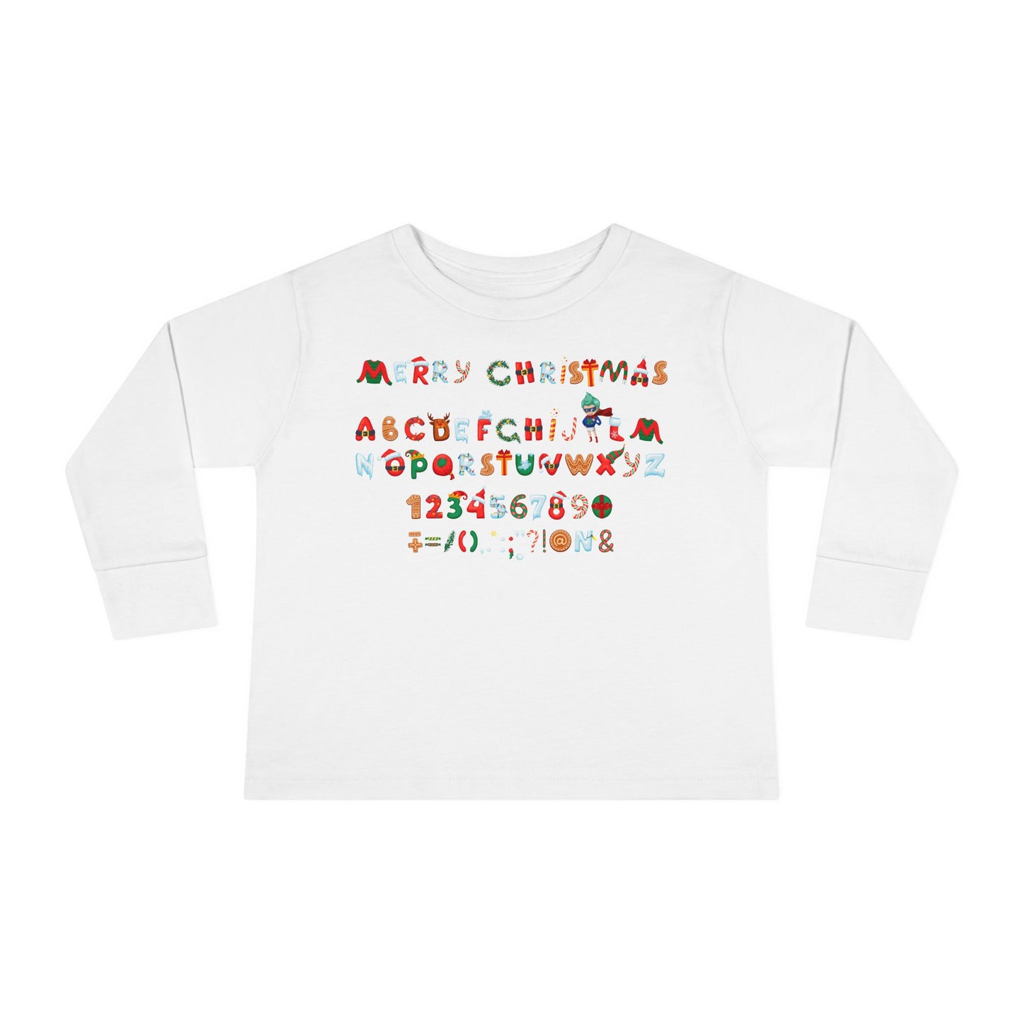 Toddler Long Sleeve Tee - Christmas alphabet - [[{"value":"Wonderwear Kid"}]]