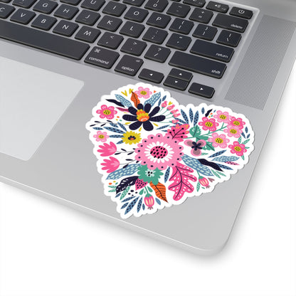 Kiss-Cut Vinyl Decals - Flower hearts Printify