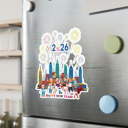 Christmas Kiss-Cut Vinyl Decals – Happy new year with fireworks - [[{"value":"Wonderwear Kid"}]]