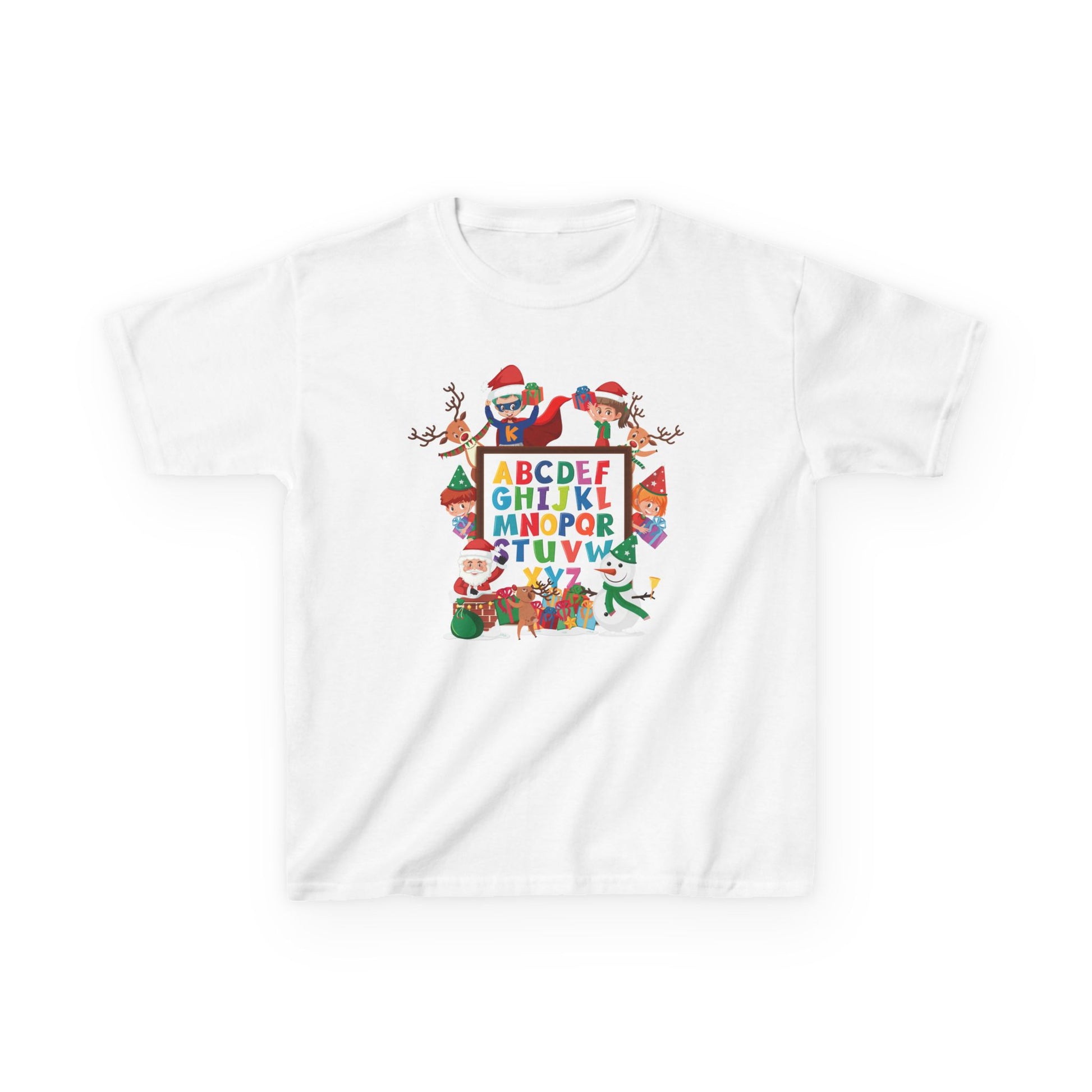Kids Heavy Cotton™ Tee - Christmas alphabet with super kiddo - [[{"value":"Wonderwear Kid"}]]