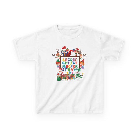 Kids Heavy Cotton™ Tee - Christmas alphabet with super kiddo - [[{"value":"Wonderwear Kid"}]]