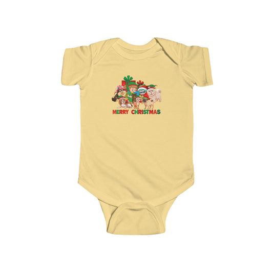 Infant Bodysuit - Christmas with super kiddo pet friends with text - [[{"value":"Wonderwear Kid"}]]