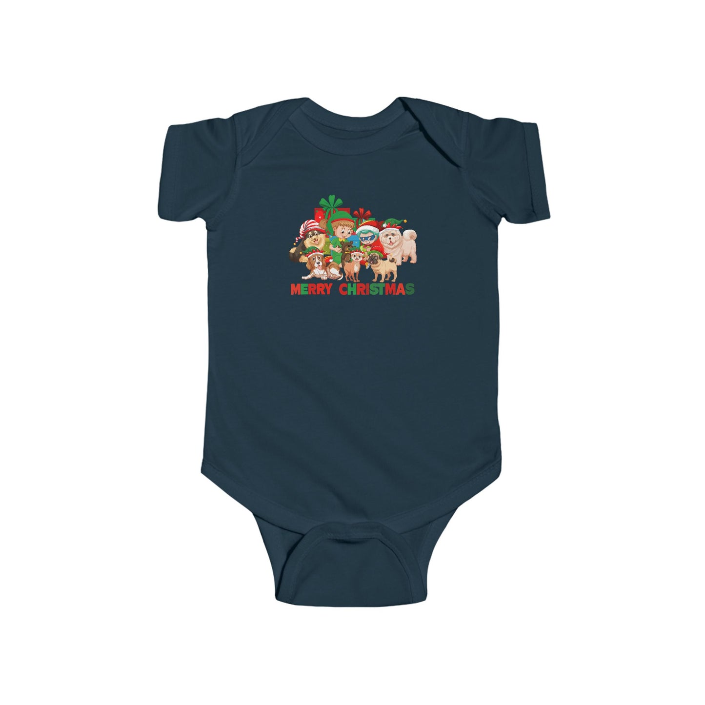 Infant Bodysuit - Christmas with super kiddo pet friends with text - [[{"value":"Wonderwear Kid"}]]