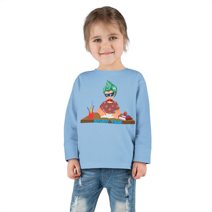 Toddler Long Sleeve Tee - Super kiddo studying - [[{"value":"Wonderwear Kid"}]]