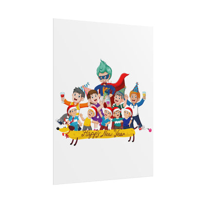 Rolled Posters - Happy new year with friends - [[{"value":"Wonderwear Kid"}]]