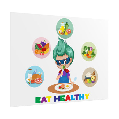 Rolled Posters - Supper kiddo showing healthy food to eat - [[{"value":"Wonderwear Kid"}]]