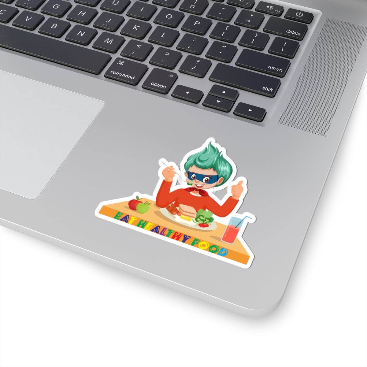 Kiss-Cut Stickers - Super kiddo eating healthy breafast - [[{"value":"Wonderwear Kid"}]]