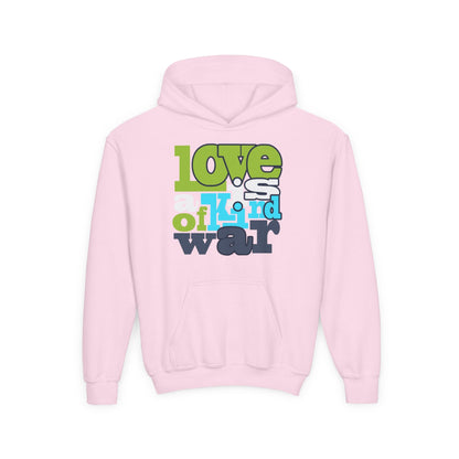 Youth Heavy Blend Hooded Sweatshirt - Love is Kind of War Printify