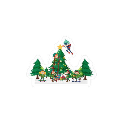 Christmas Kiss-Cut Vinyl Decals – Super kiddo putting the stars - [[{"value":"Wonderwear Kid"}]]