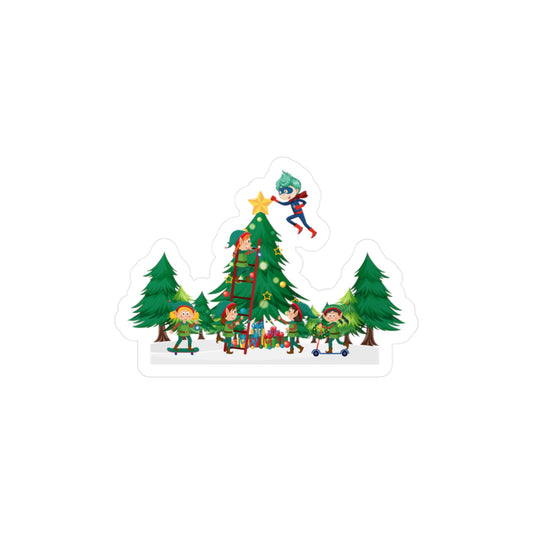 Christmas Kiss-Cut Vinyl Decals – Super kiddo putting the stars - [[{"value":"Wonderwear Kid"}]]