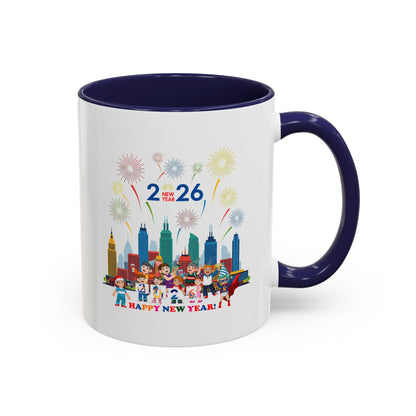 Accent Coffee Mug - Happy new year with fireworks - [[{"value":"Wonderwear Kid"}]]