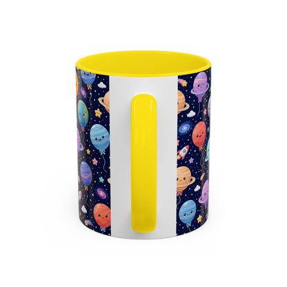 Accent Coffee Mug (11/15 oz) - Kawaii Space Balloon Planet