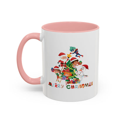Accent Coffee Mug - Super kiddo making christmas tree with text - [[{"value":"Wonderwear Kid"}]]
