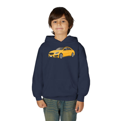Youth Heavy Blend Hooded Sweatshirt - Yellow car Printify