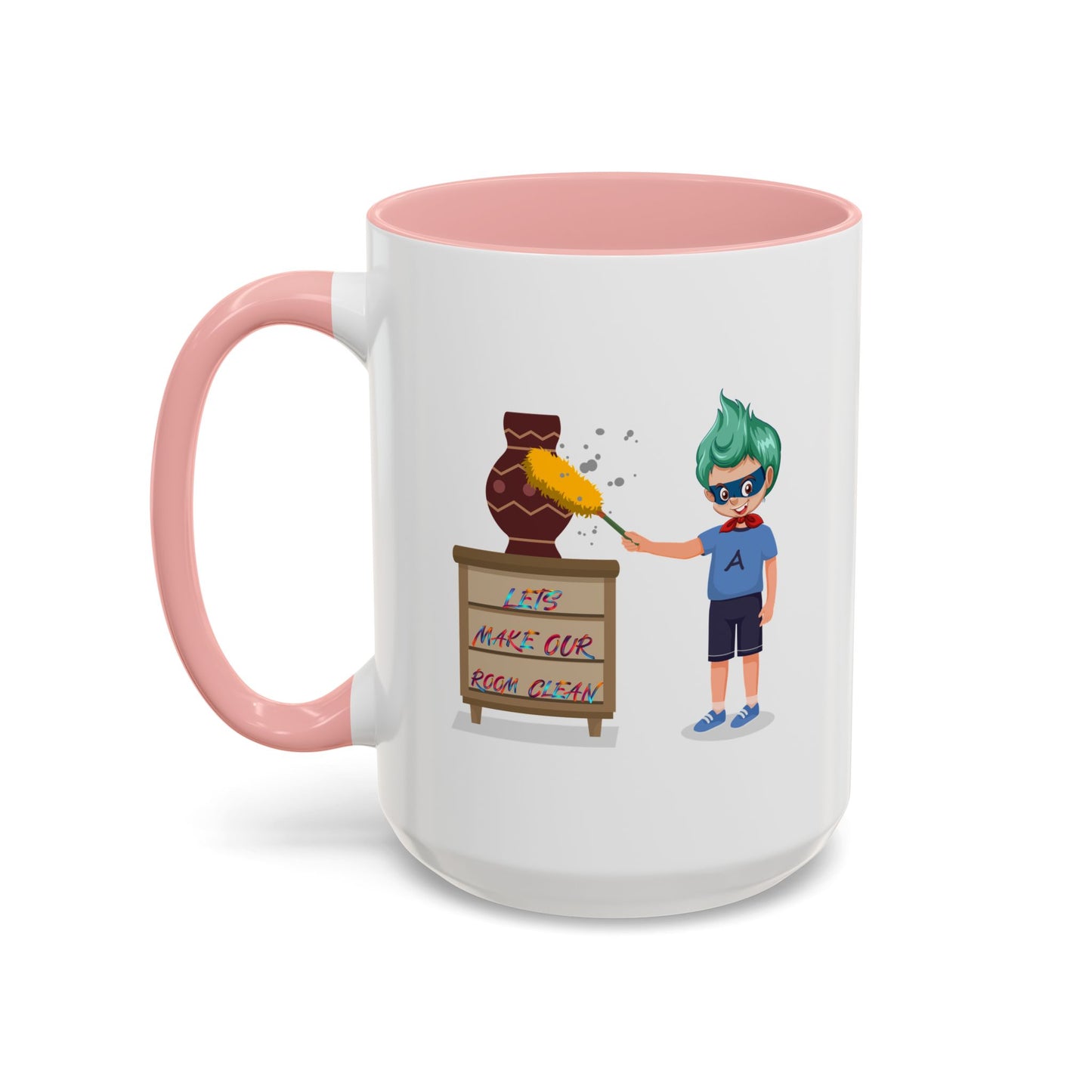 Accent Coffee Mug - Super kiddo cleaning a vase