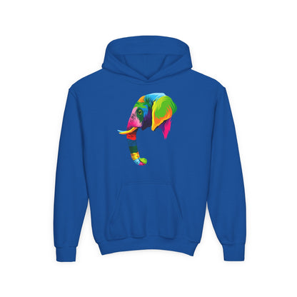 Youth hoodie with adorable elephant design Printify