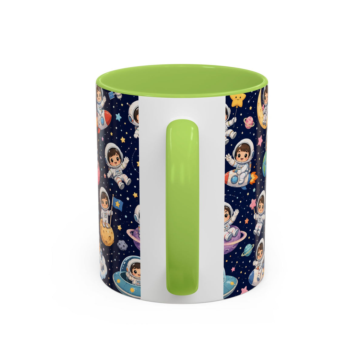 Accent Coffee Mug  (11/15 oz) - Kawaii Astronauts in a Starry Space Adventure
