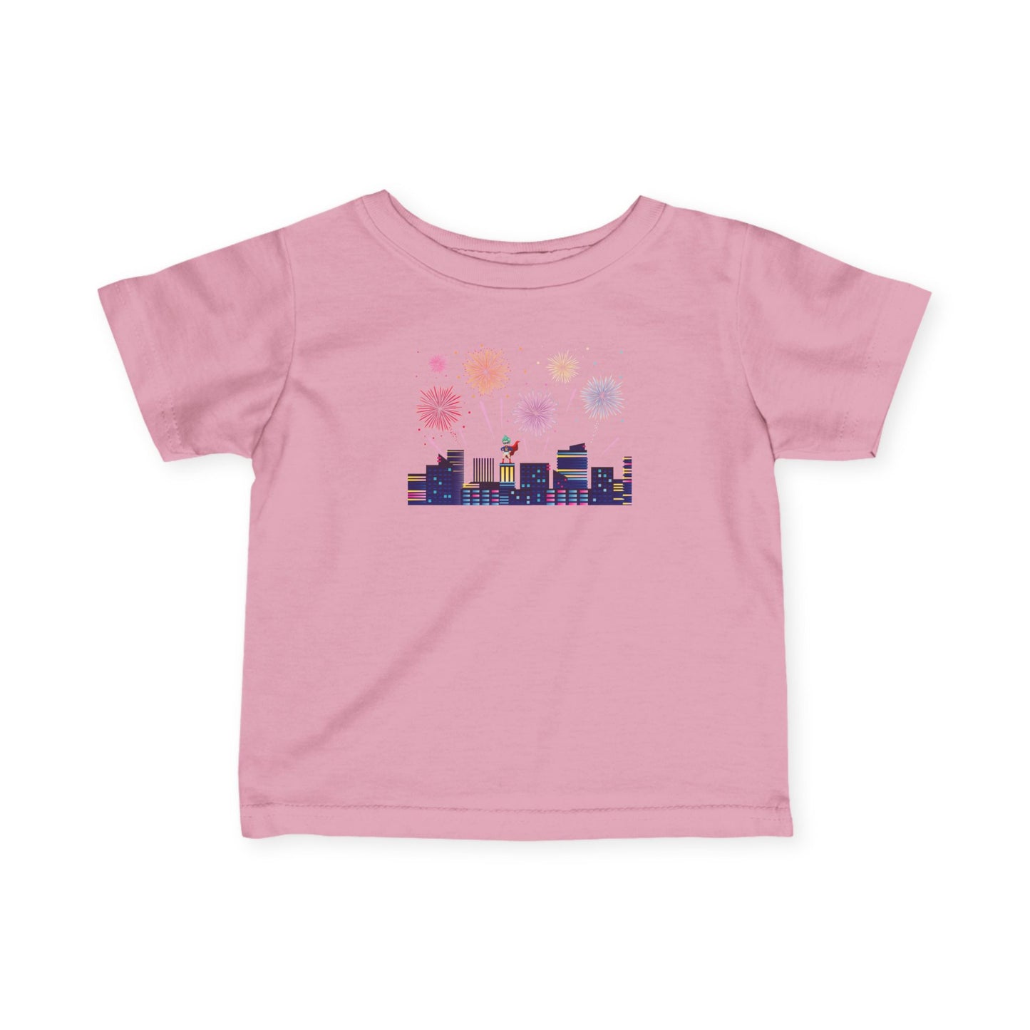 Infant Fine Jersey Tee - Super kiddo with fireworks - [[{"value":"Wonderwear Kid"}]]