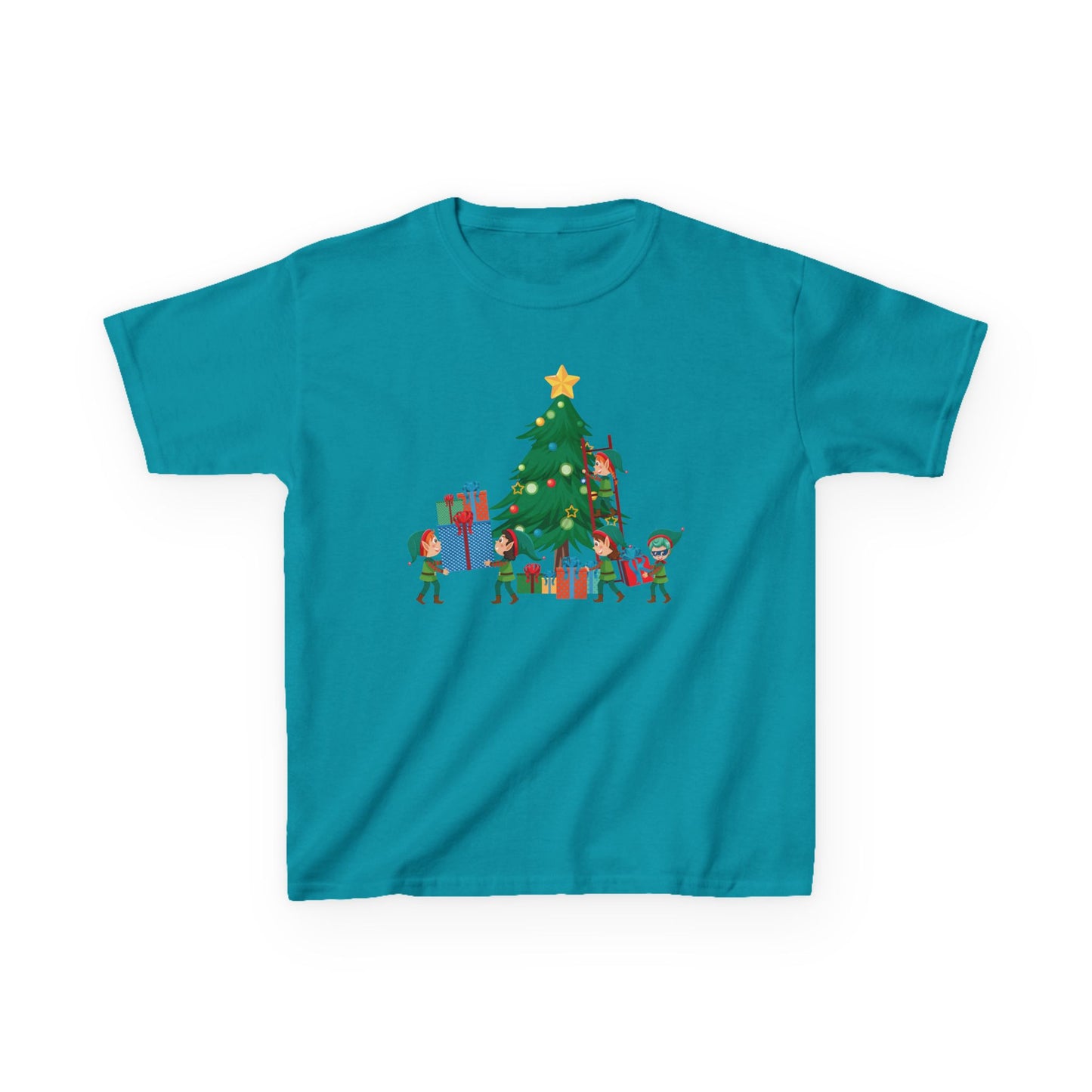 Kids Heavy Cotton™ Tee - Super kiddo putting gifts on christmas tree - [[{"value":"Wonderwear Kid"}]]
