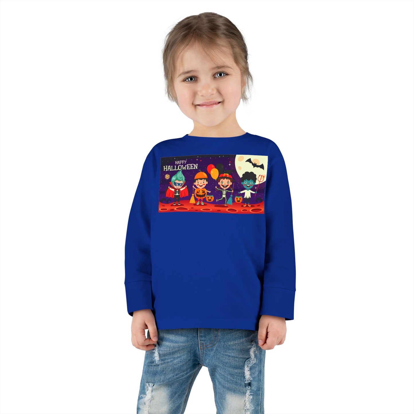 Toddler Long Sleeve Tee - Super kiddo with friends on holloween