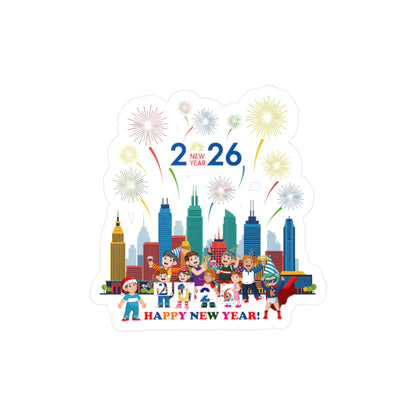 Christmas Kiss-Cut Vinyl Decals – Happy new year with fireworks - [[{"value":"Wonderwear Kid"}]]