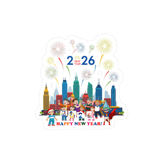 Christmas Kiss-Cut Vinyl Decals – Happy new year with fireworks - [[{"value":"Wonderwear Kid"}]]