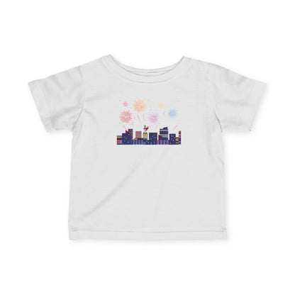 Infant Fine Jersey Tee - Super kiddo with fireworks - [[{"value":"Wonderwear Kid"}]]