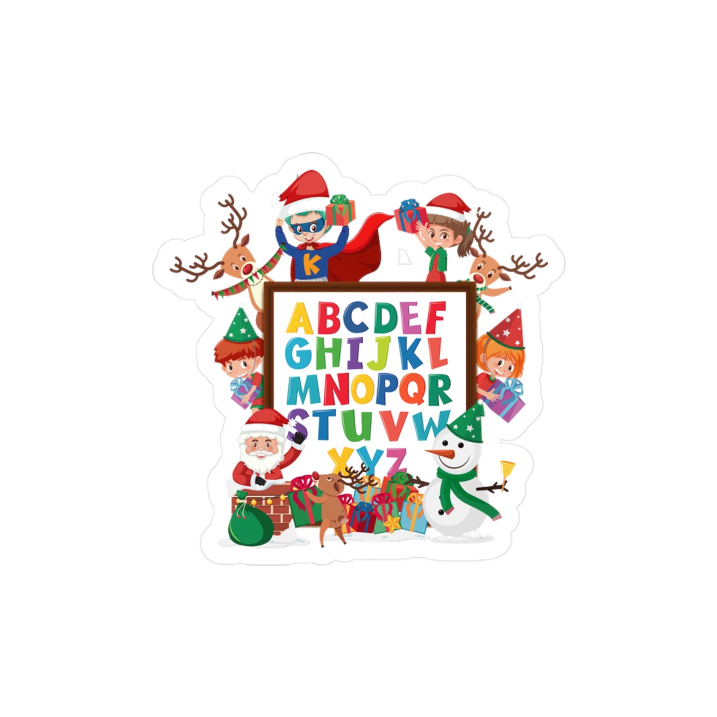 Christmas Kiss-Cut Vinyl Decals – Christmas alphabet with super kiddo