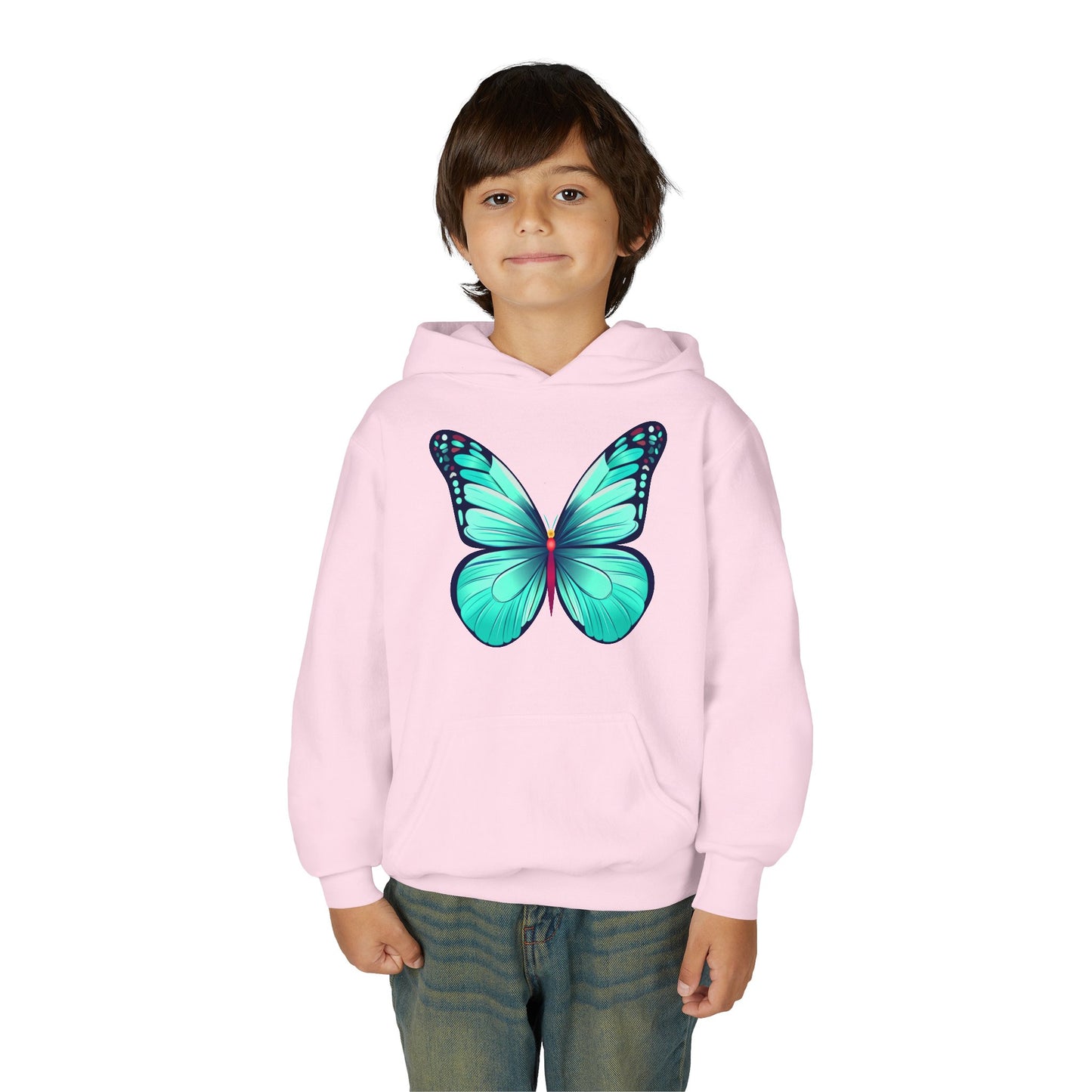 Youth Heavy Blend Hooded Sweatshirt - Butterfly - blue