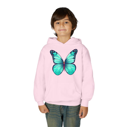 Youth Heavy Blend Hooded Sweatshirt - Butterfly - blue Printify