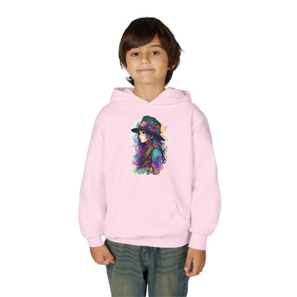 Youth Heavy Blend Hooded Sweatshirt - Beautiful Bohemian Floral Printify