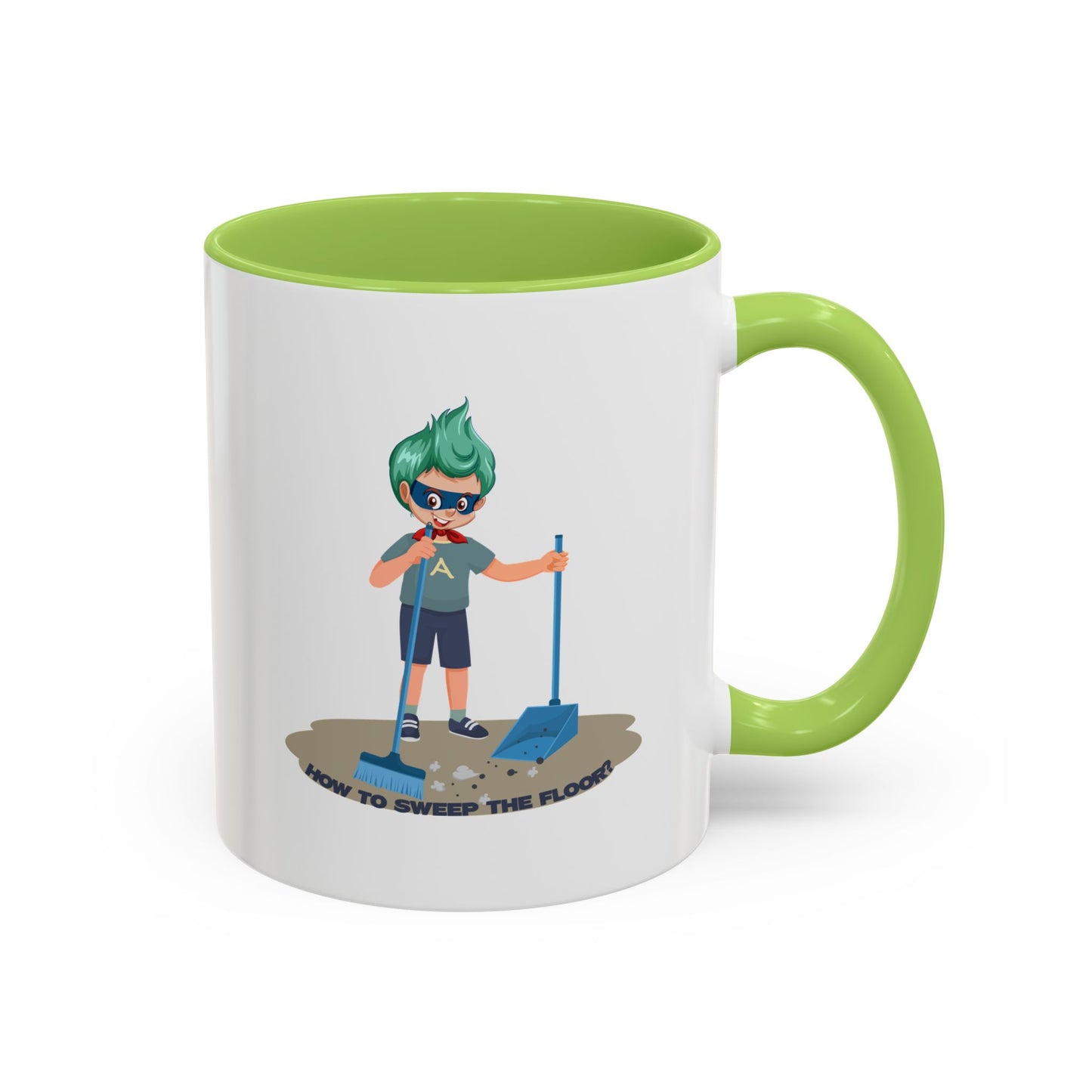 Accent Coffee Mug - Super kiddo sweeping floor