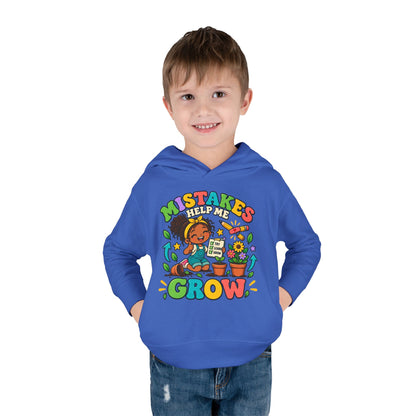 Toddler Hoodie — "Mistakes Help Me Grow" Cute Plant Pot Positive Growth Pullover