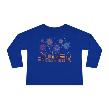 Toddler Long Sleeve Tee - Super kiddo with fireworks - [[{"value":"Wonderwear Kid"}]]