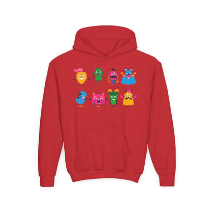 Youth Heavy Blend Hooded Sweatshirt - Set of monsters Printify