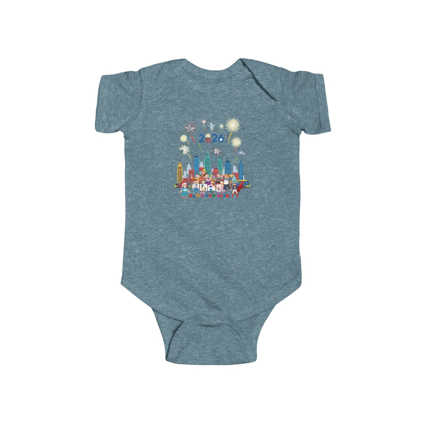 Infant Bodysuit - Happy new year with fireworks - [[{"value":"Wonderwear Kid"}]]