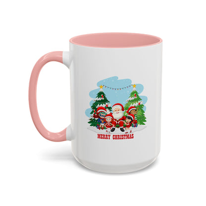 Accent Coffee Mug - Super kiddo with santa claus Merry christmas - [[{"value":"Wonderwear Kid"}]]