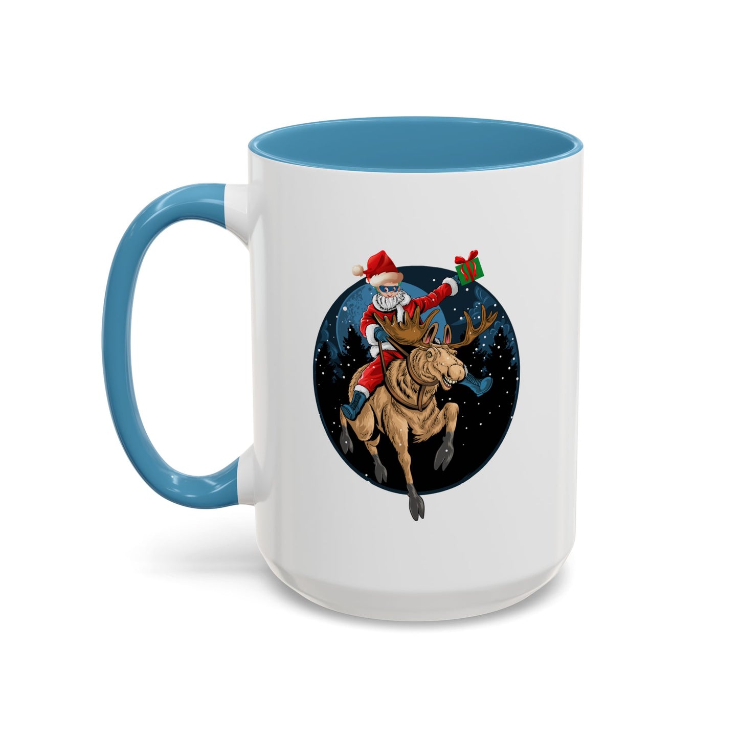 Accent Coffee Mug - Super kiddo riding a reindeer