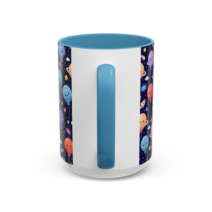 Accent Coffee Mug (11/15 oz) - Kawaii Space Balloon Planet