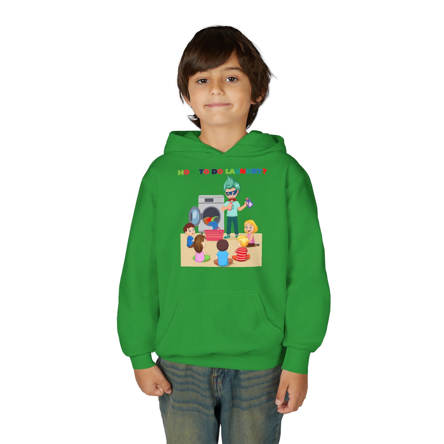 Youth Heavy Blend Hooded Sweatshirt - super kiddo teaching laundry