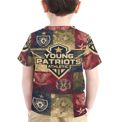 Little Kids' All Over Print Crew Neck T-Shirt - Proud to Serve - Young Patriot - Generic
