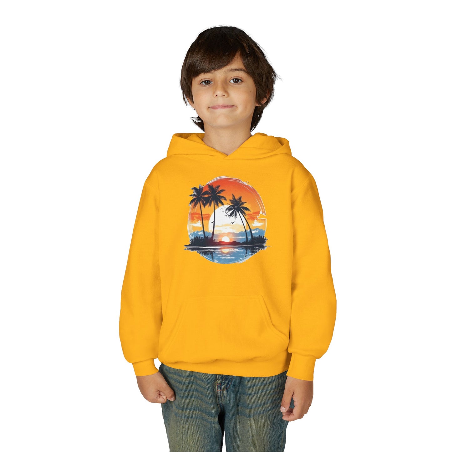 Youth Heavy Blend Hooded Sweatshirt - Tropical Sunset Beachwear