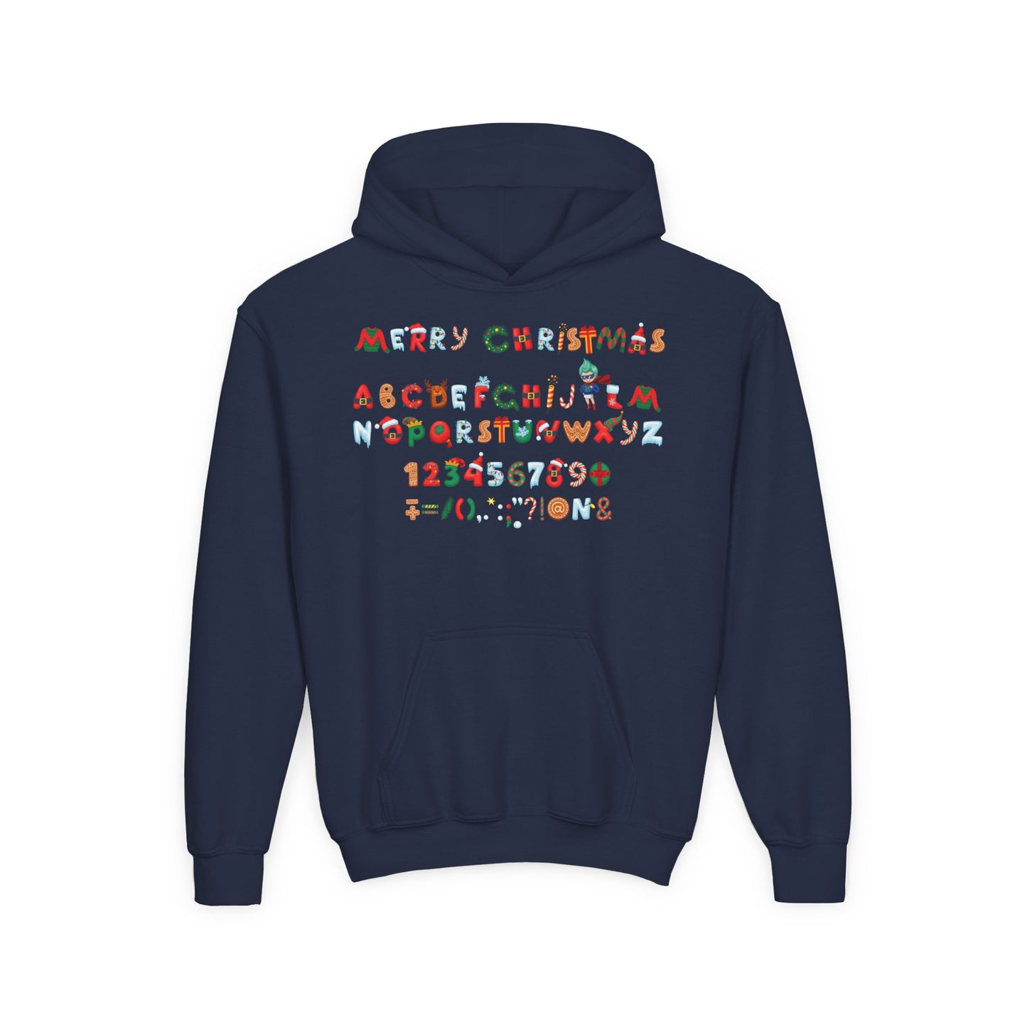Youth Heavy Blend Hooded Sweatshirt - Christmas alphabet
