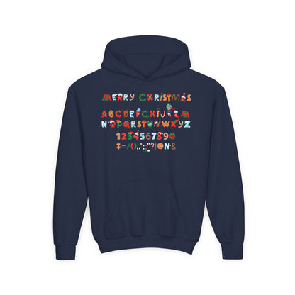 Youth Heavy Blend Hooded Sweatshirt - Christmas alphabet - [[{"value":"Wonderwear Kid"}]]